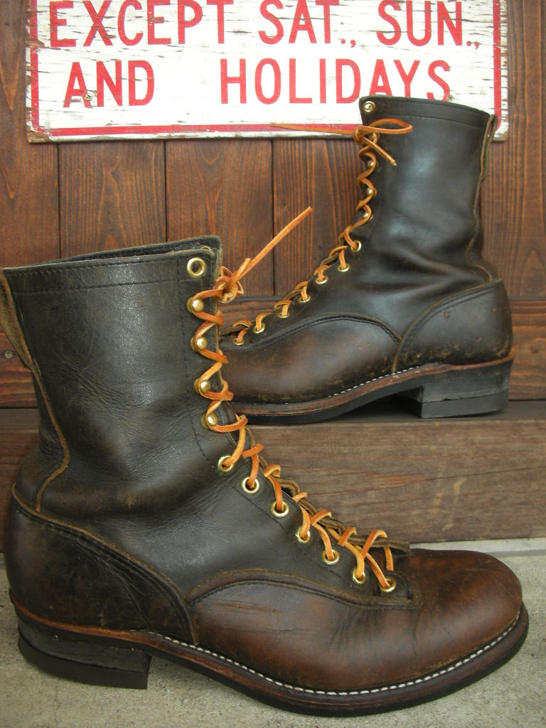 1960'S CHIPPEWA LACE TO TOE LOGGER BOOTS SZ/9D - ROCK-A-HULA
