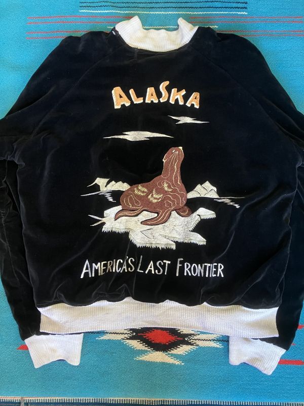 1950'S ALASKA EMBROIDERED JAPANESE SOUVENIR JACKET SIZE/XL/ 別珍