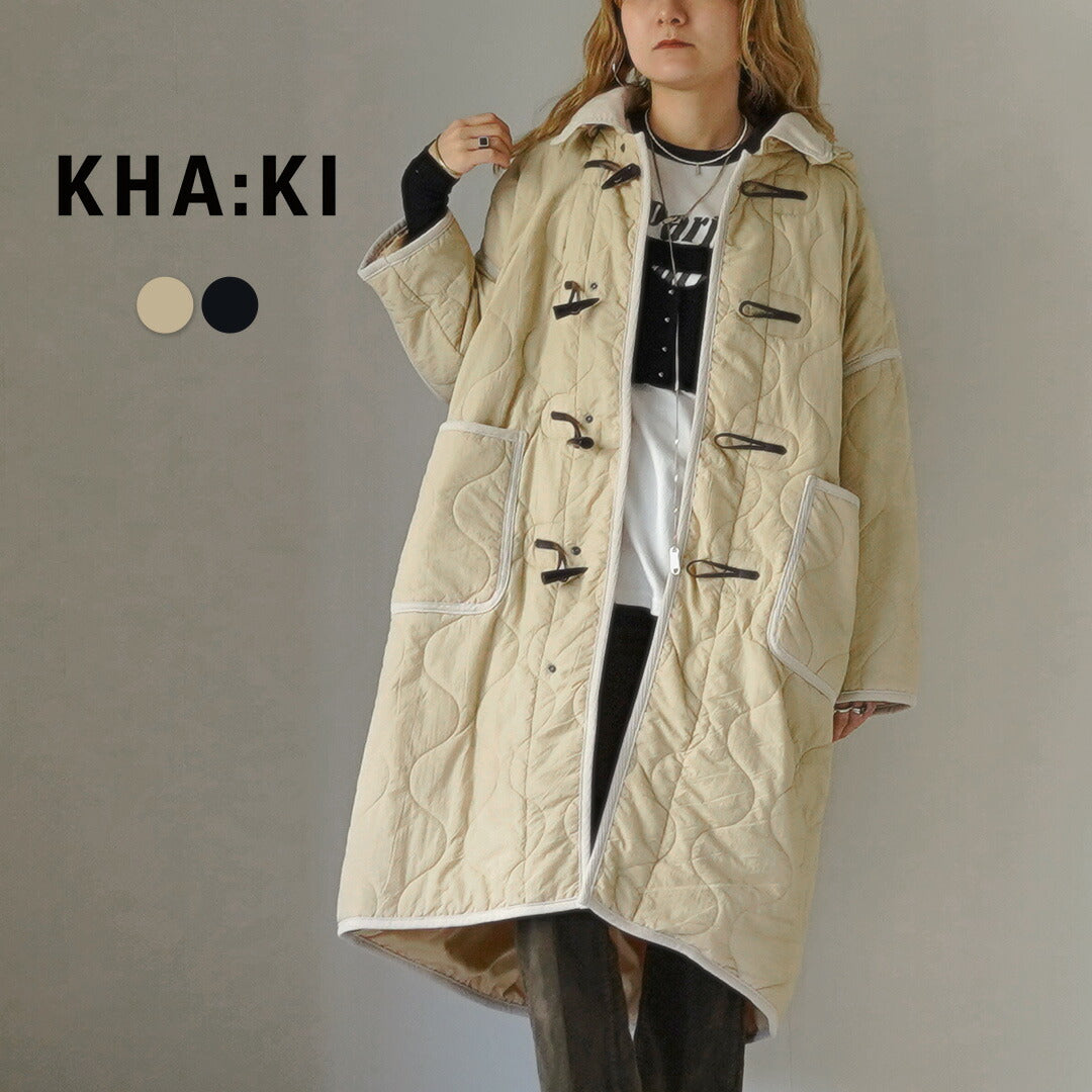 KHA:KI（カーキ） ミリタリー キルト ダッフルコート / レディース