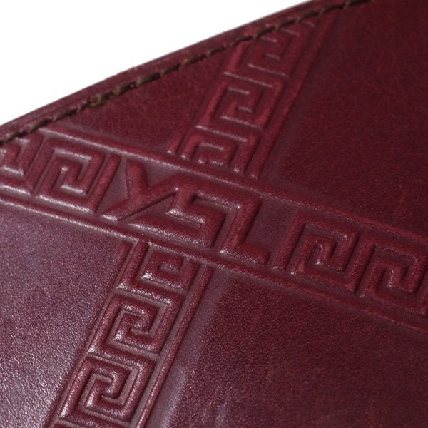 YVESSANTLAURENT エンボスロゴチェック総革コインケース（深赤