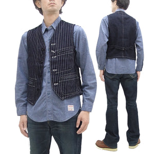 Sugar Cane Vest Men's Casual Indigo Wabash Stripe Work Vest