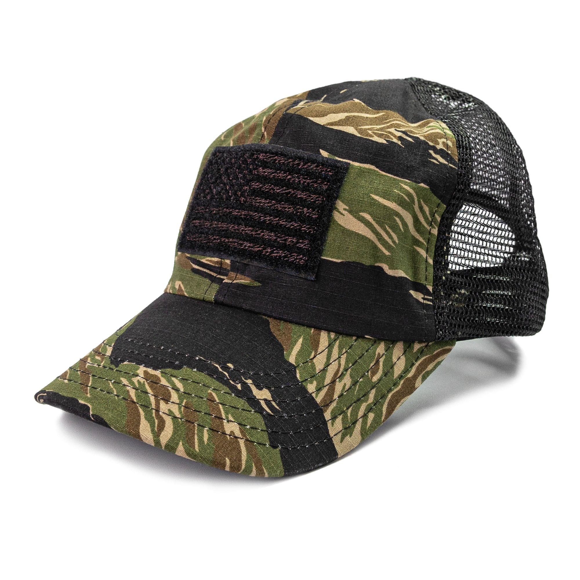 Jungle Tiger Mesh Back with Flag Hat - Rogue American Apparel