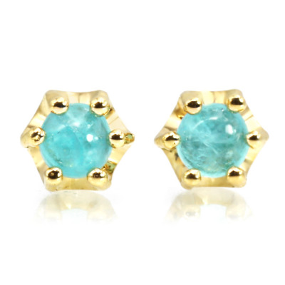 数量限定 ブラジル産 パライバトルマリン カボション ピアス 1ペア 両