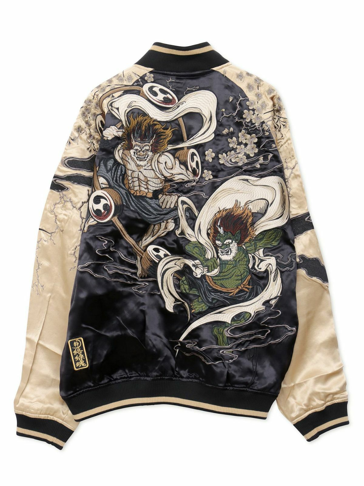 絡繰魂・粋】“鬼 風神雷神”総刺繍リバーシブルスカジャン | 流儀圧搾