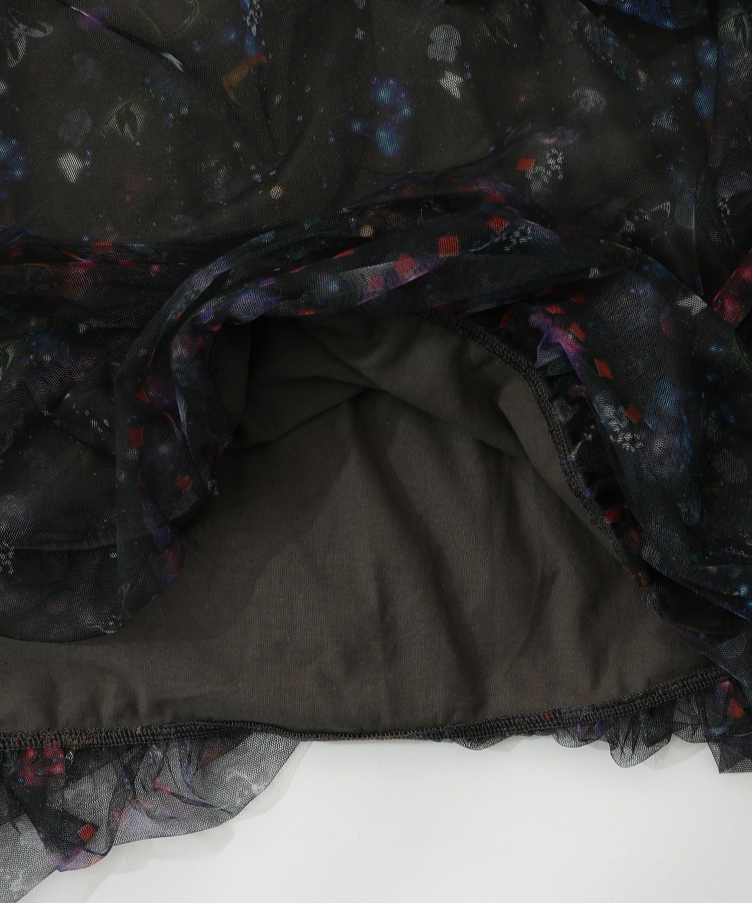 153678：2柄展開タック入りチュールバルーンワンピースの通販-ScoLar