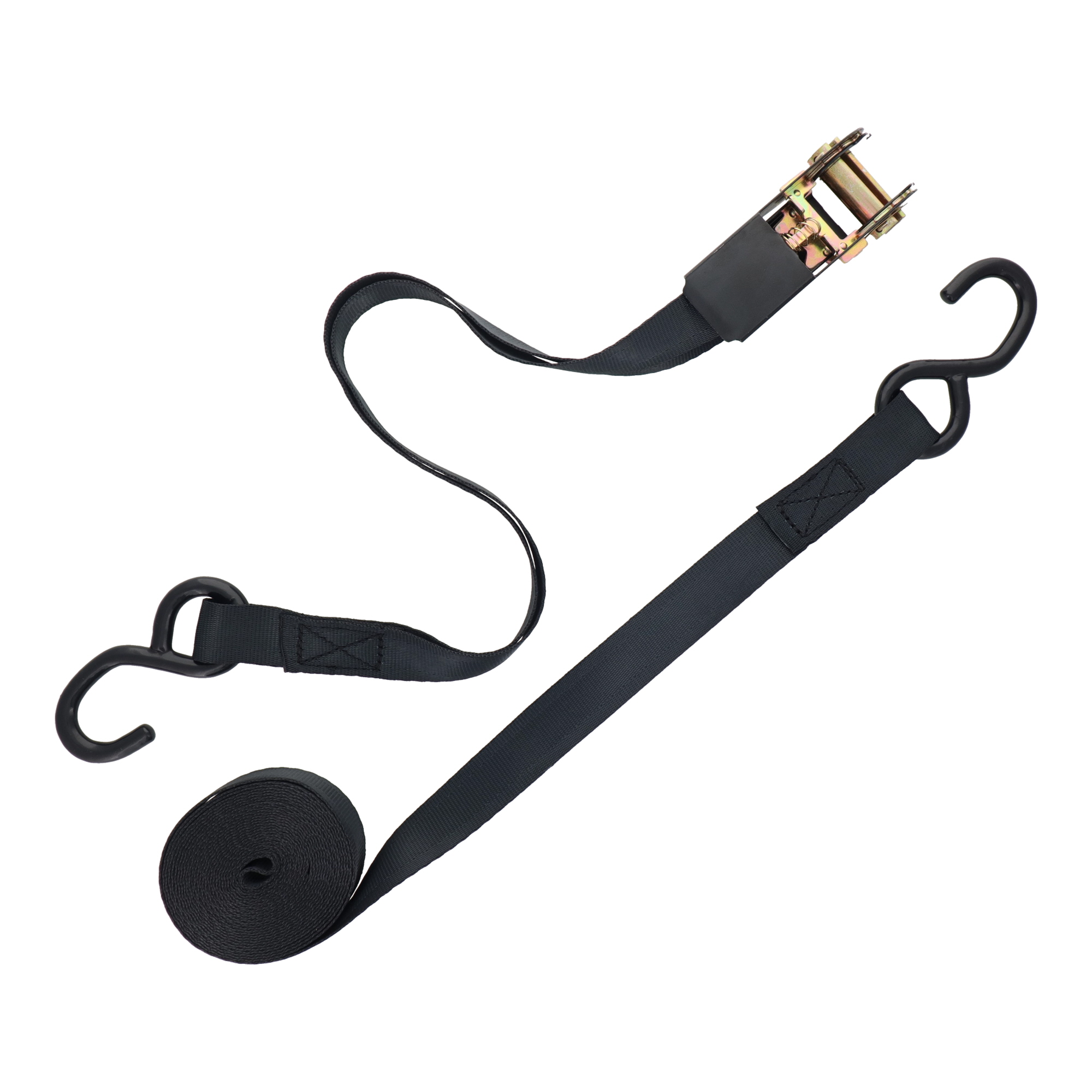 TRN-255S-BK 荷役 荷締機 ラチェット式荷締機 Sフック付 5m×25mm