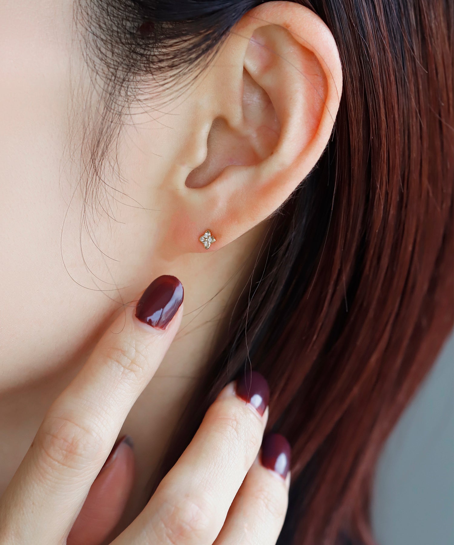 SIENAROSE】フラワーモチーフダイヤピアス｜アネモネ・シエナロゼ