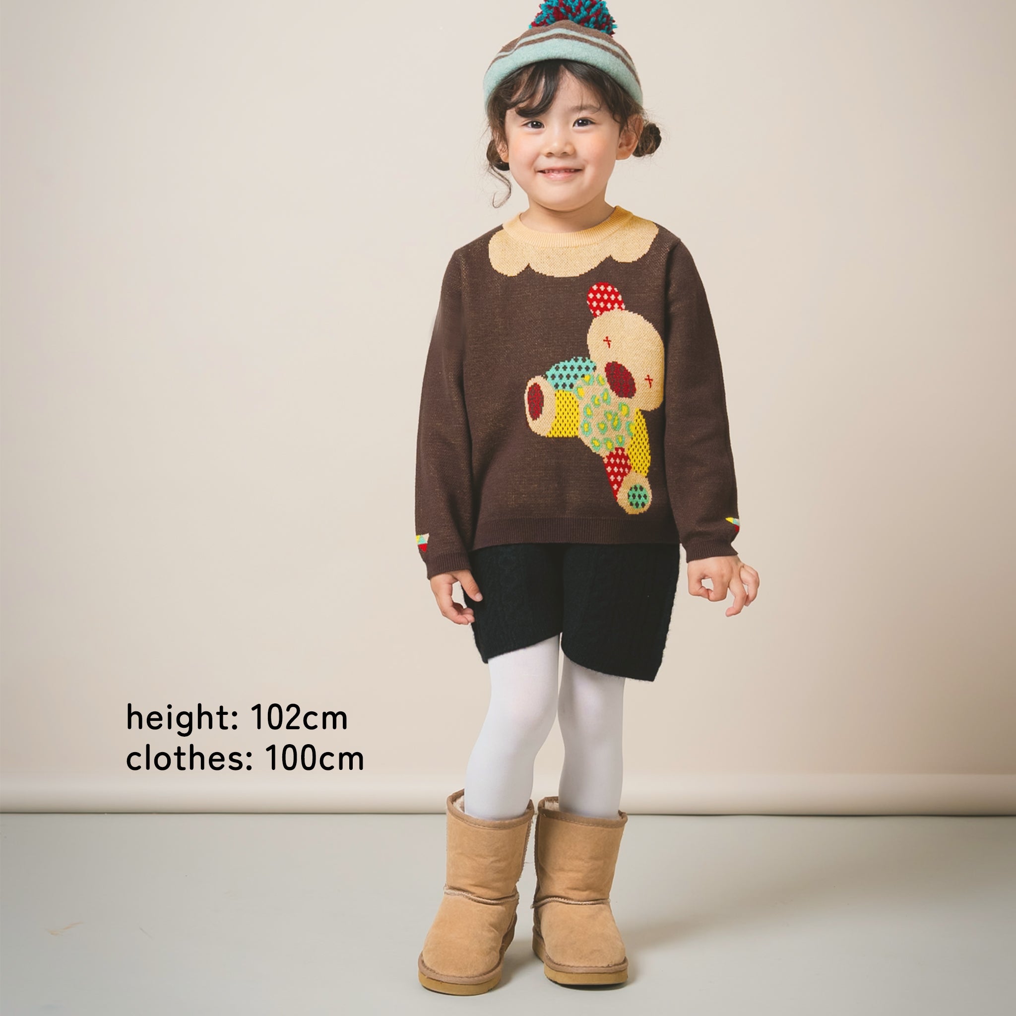 親子リンクコーデOK｜洗えるカラフルベアニットプルオーバー｜大人