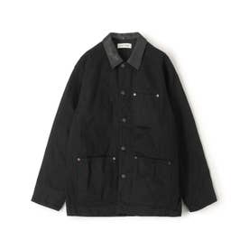 エディション Edition ブラックデニム レザーカラーカバーオール （19