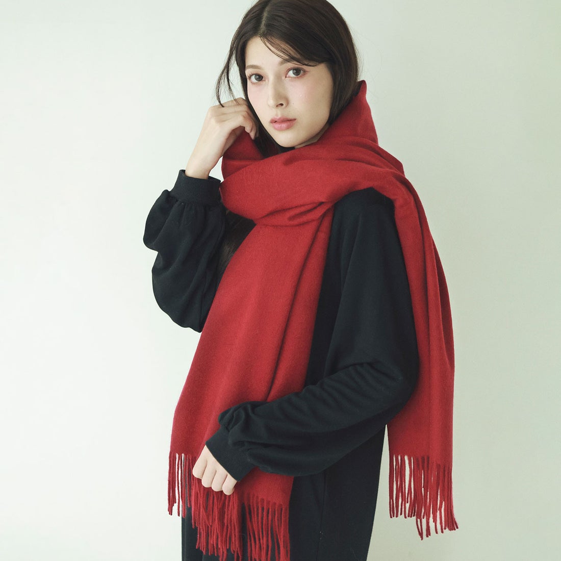 フィローモ Filomo カシミヤ100%大判マフラーストール （002レッド