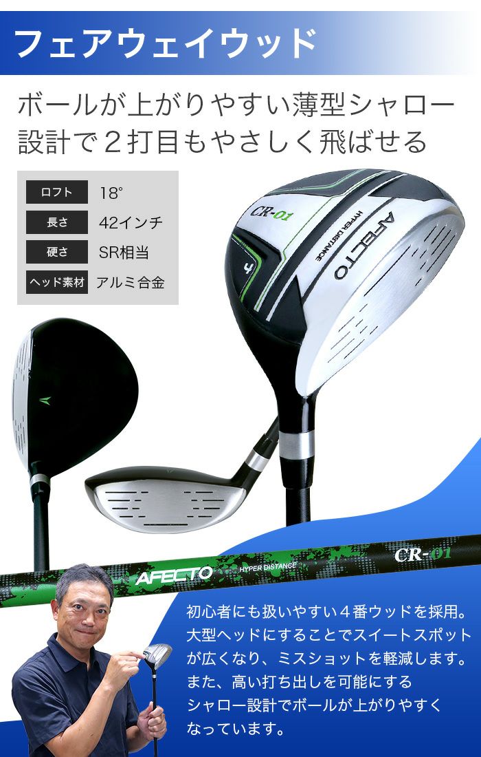 左利き用】AFECTO CR-01 メンズゴルフクラブセットゴルフクラブ9本＋