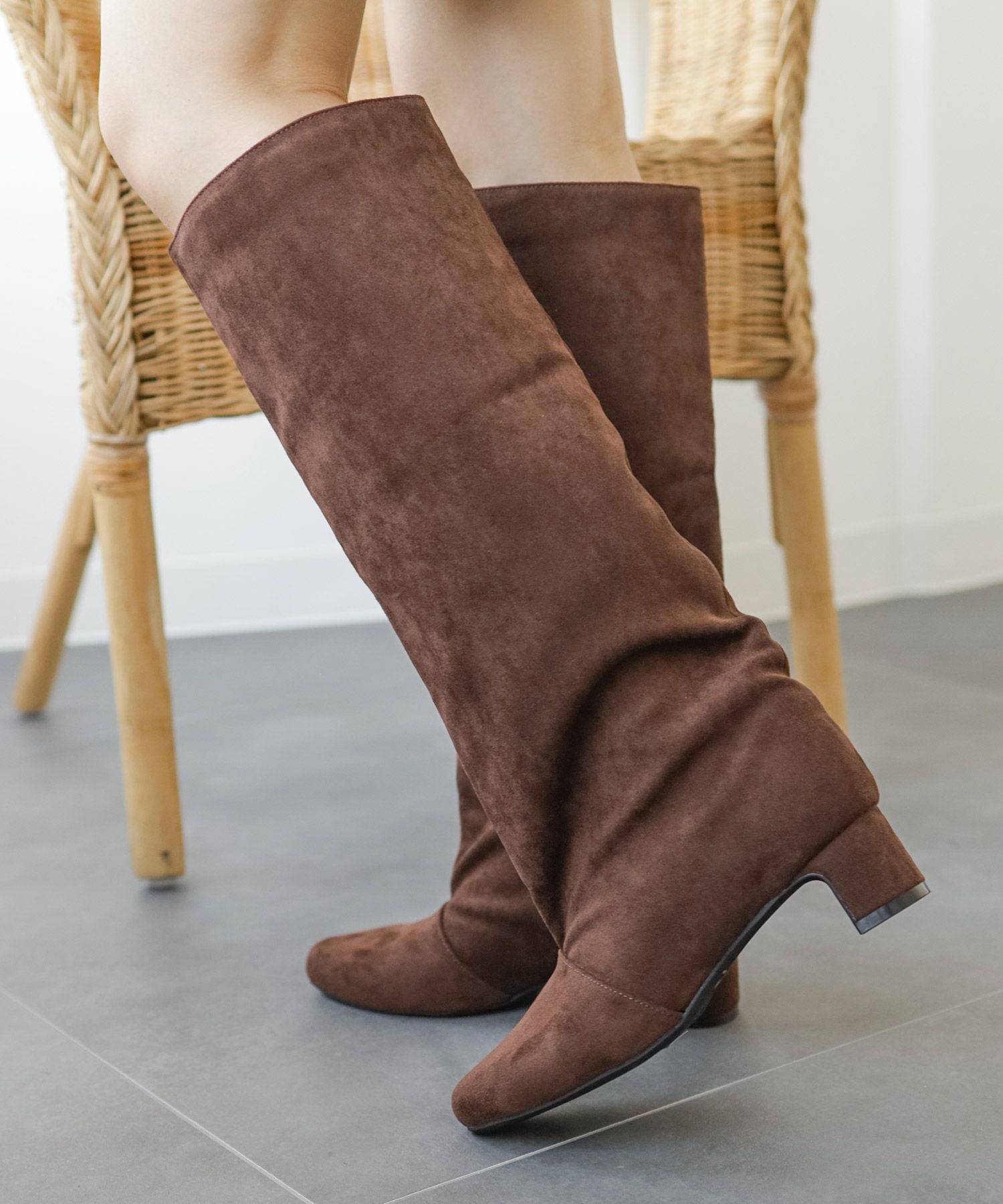 ワイドシャフトミドルヒールロングブーツ 【公式ショップ・ZOZOTOWN