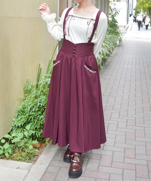 サス付プチローズ刺繍スカート | axes femme online shop