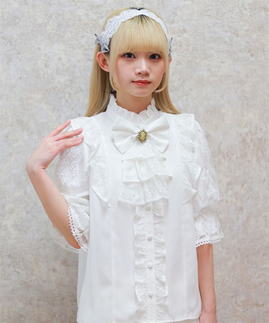 クラシカルレーシー半袖ブラウス | axes femme online shop