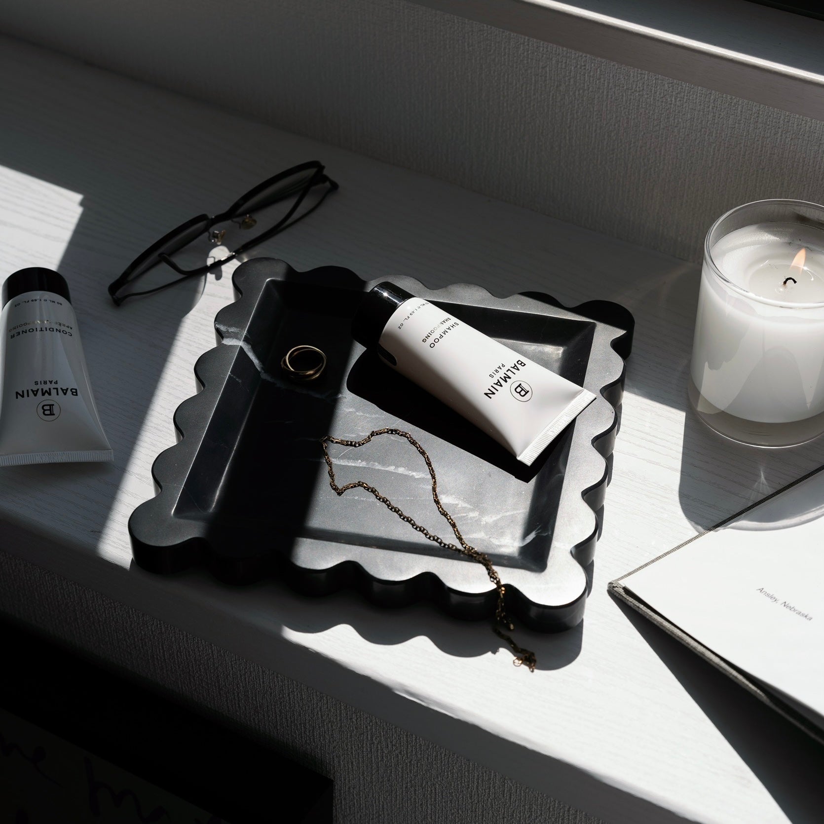 ボラスクエア天然大理石トレイ