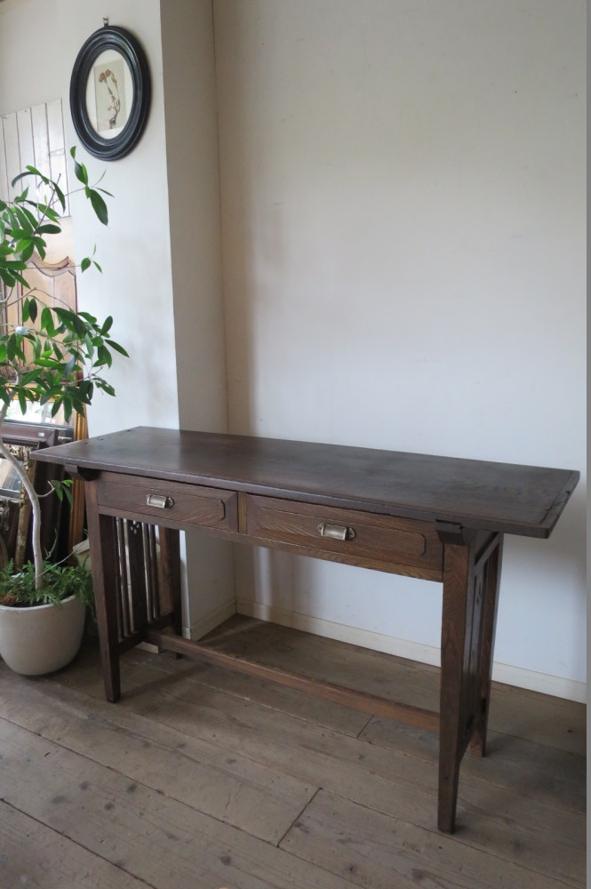 フランスアンティーク ビストロテーブル パイン 鉄脚 カフェテーブル