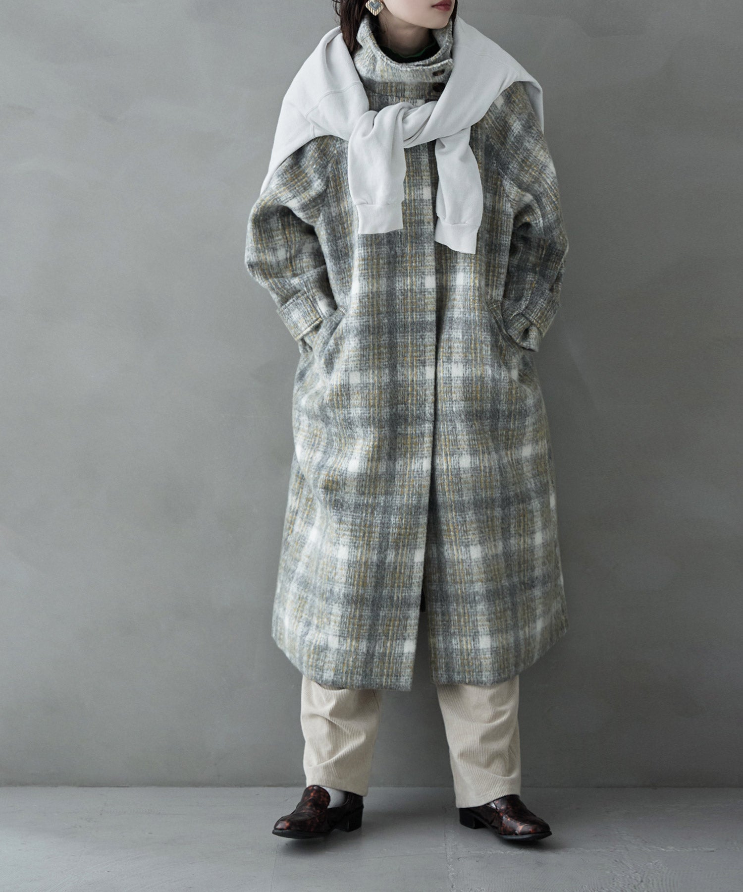 ウーリッシュシャギーチェックロングコート｜コート・ジャケット - etoll.