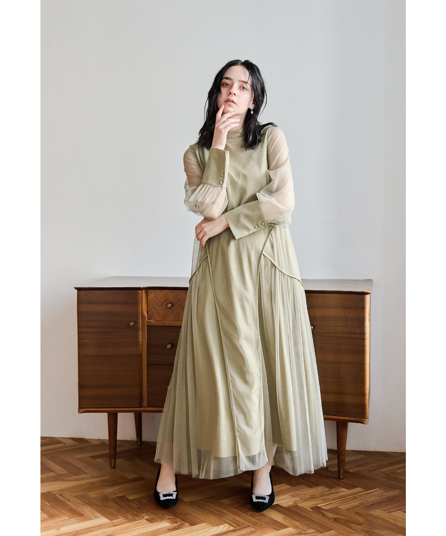 ラメチュールAラインドレス マタニティ 妊婦 結婚式 二次会 同窓会