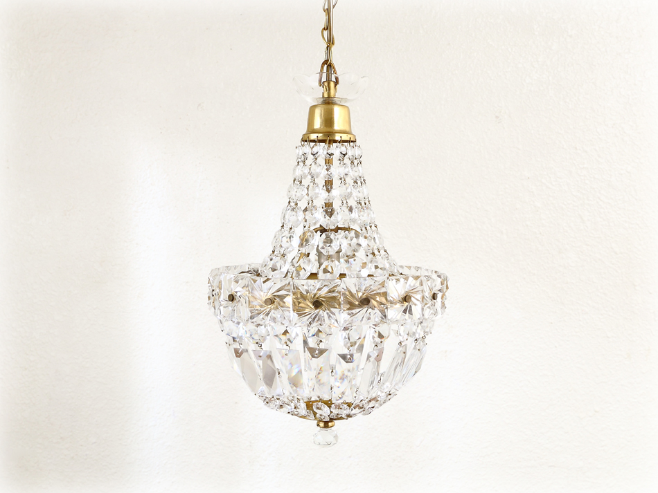 フレンチスタイル アンティークブラス&クリスタル ミニシャンデリア(1