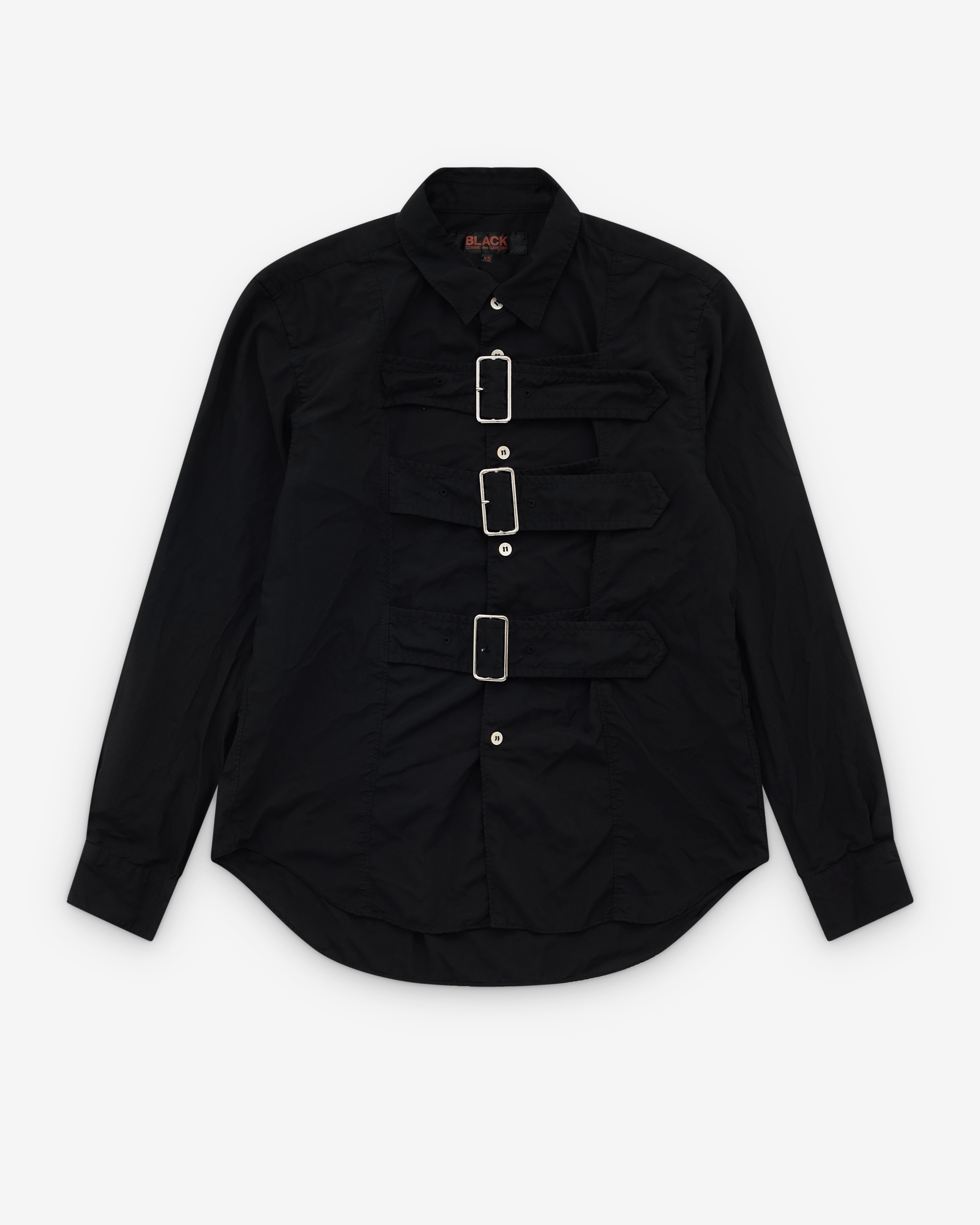 Black Comme des Garçons: Triple Buckle Shirt (Black) | DSML E-SHOP