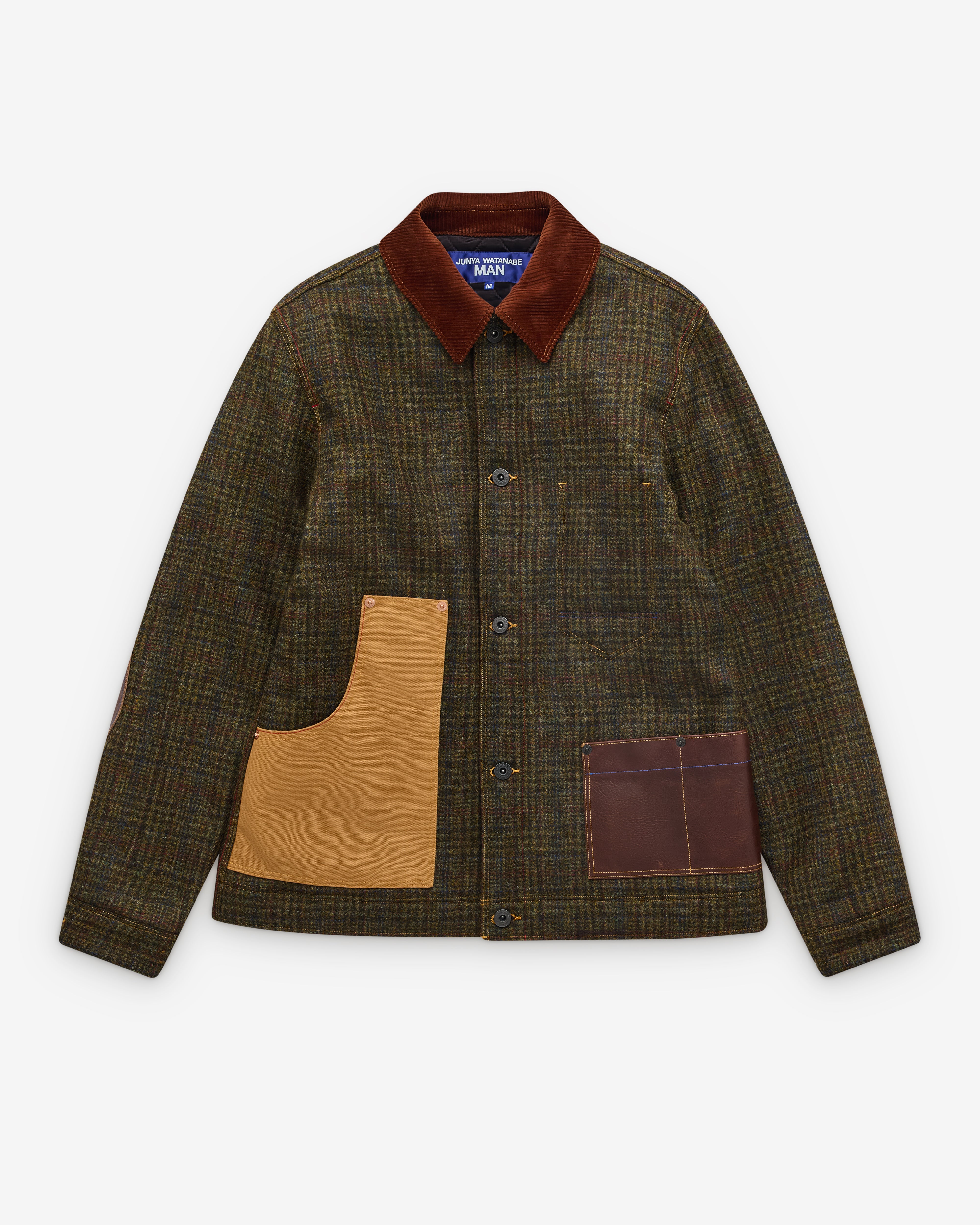 Junya Watanabe Man: Men's Check Jacket (Khaki/Brown) | DSML E-SHOP
