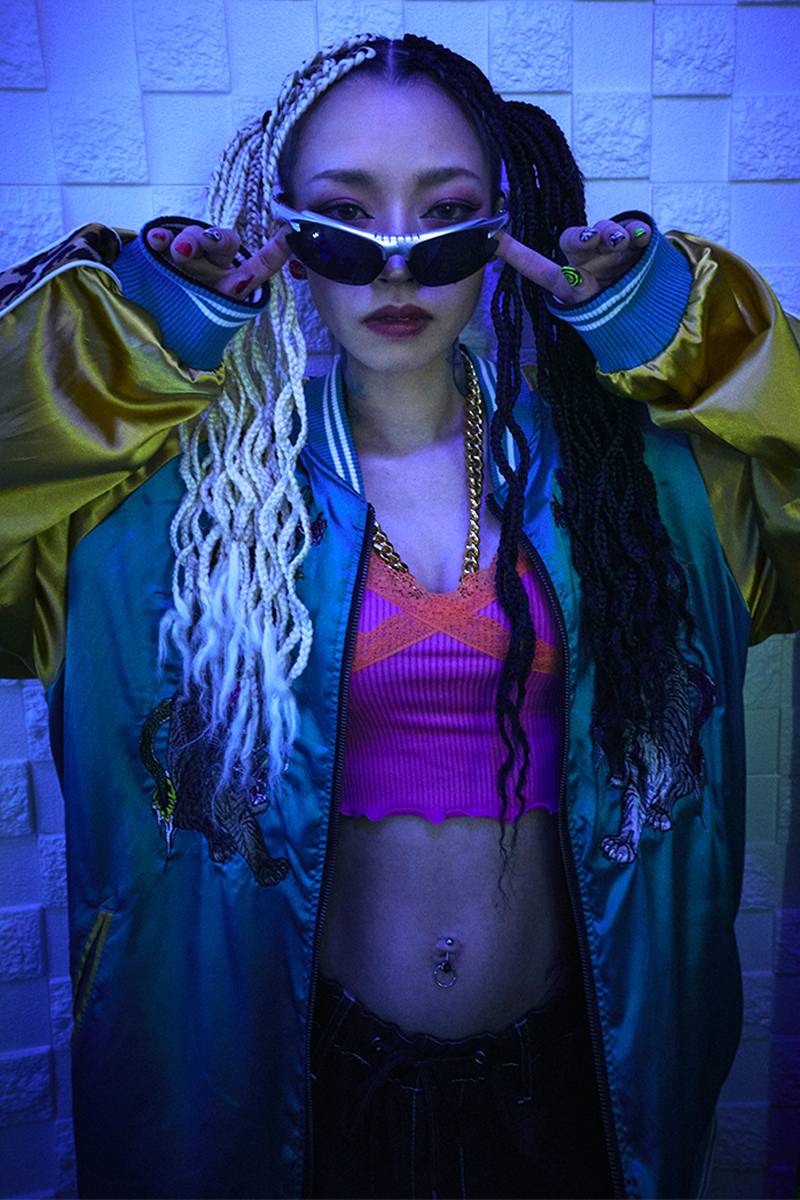 GALFY (ガルフィー) わんわんヤニカススカジャン GREEN BLACK / ロック