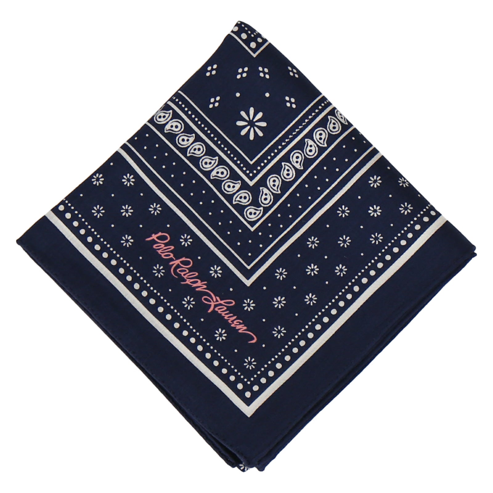 婦人ラージプリントハンカチ #120c バンダナ柄 ネイビーブルー