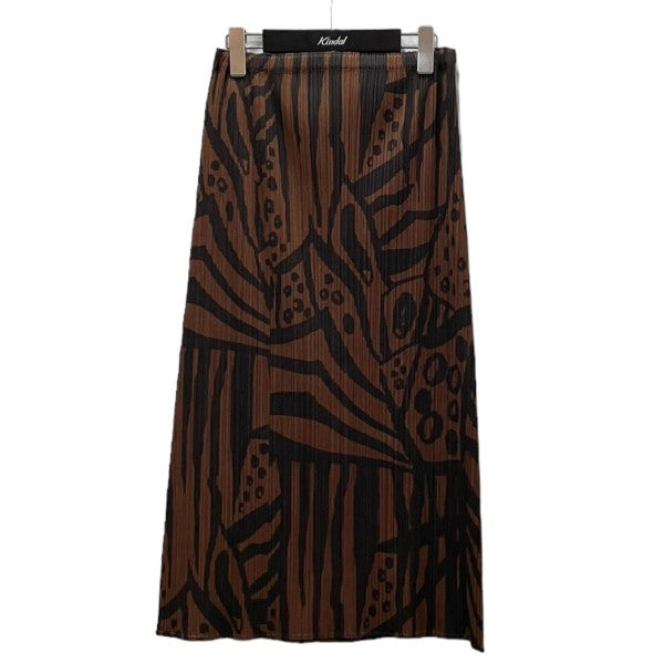 PLEATS PLEASE(プリーツプリーズ) 総柄プリーツスカート ブラウン