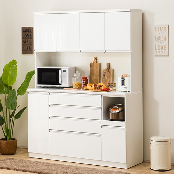 楽天市場】[幅150cm] 食器棚 (レジューム 150AG-S WH/150QH-R WH
