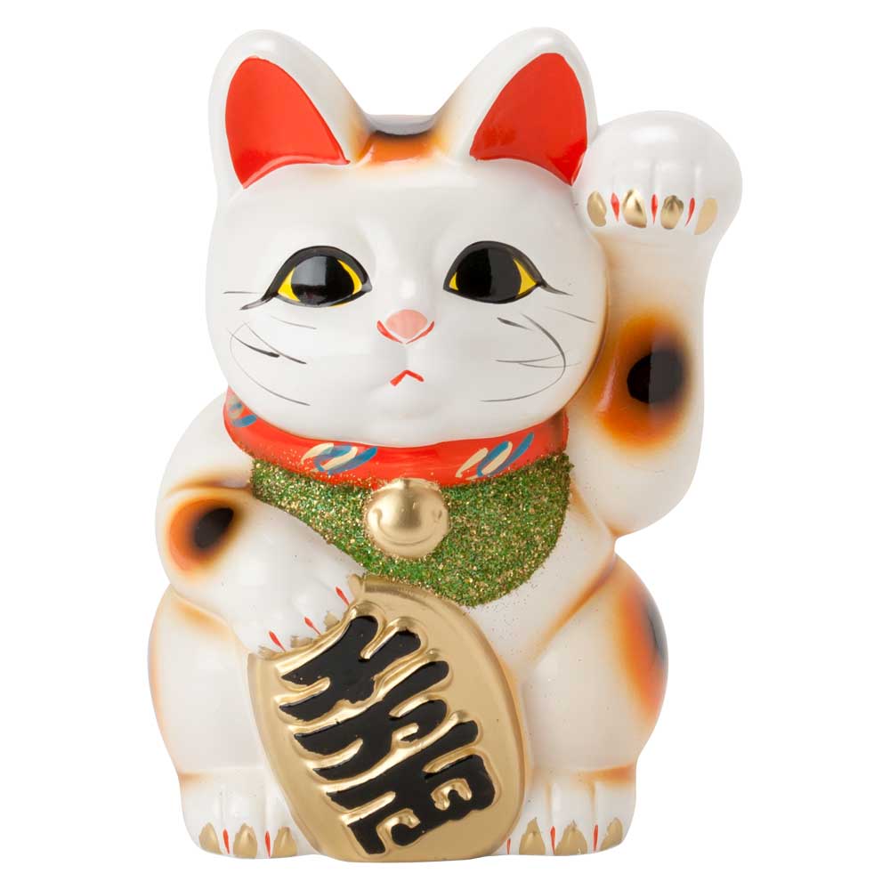 楽天市場】常滑焼 招き猫 5号小判白猫貯金箱 左手上げ (143-63-86