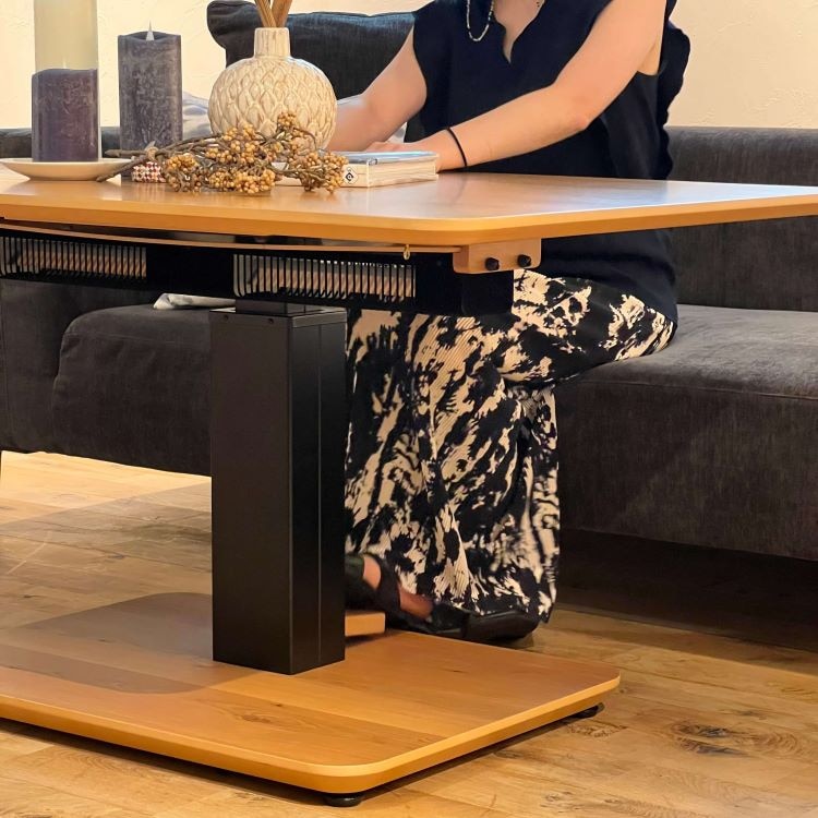 昇降式 ダイニングコタツテーブル ゼニス(布団レスタイプ) (樹種オーク