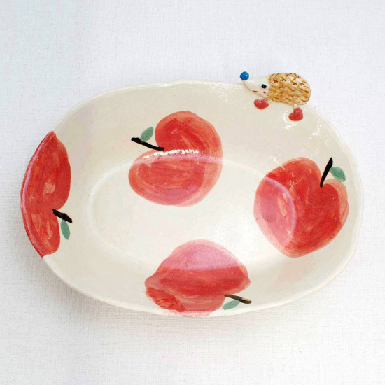 和雑貨 四季彩堂 オンラインショップ / 信楽焼 楕円大鉢 りんご