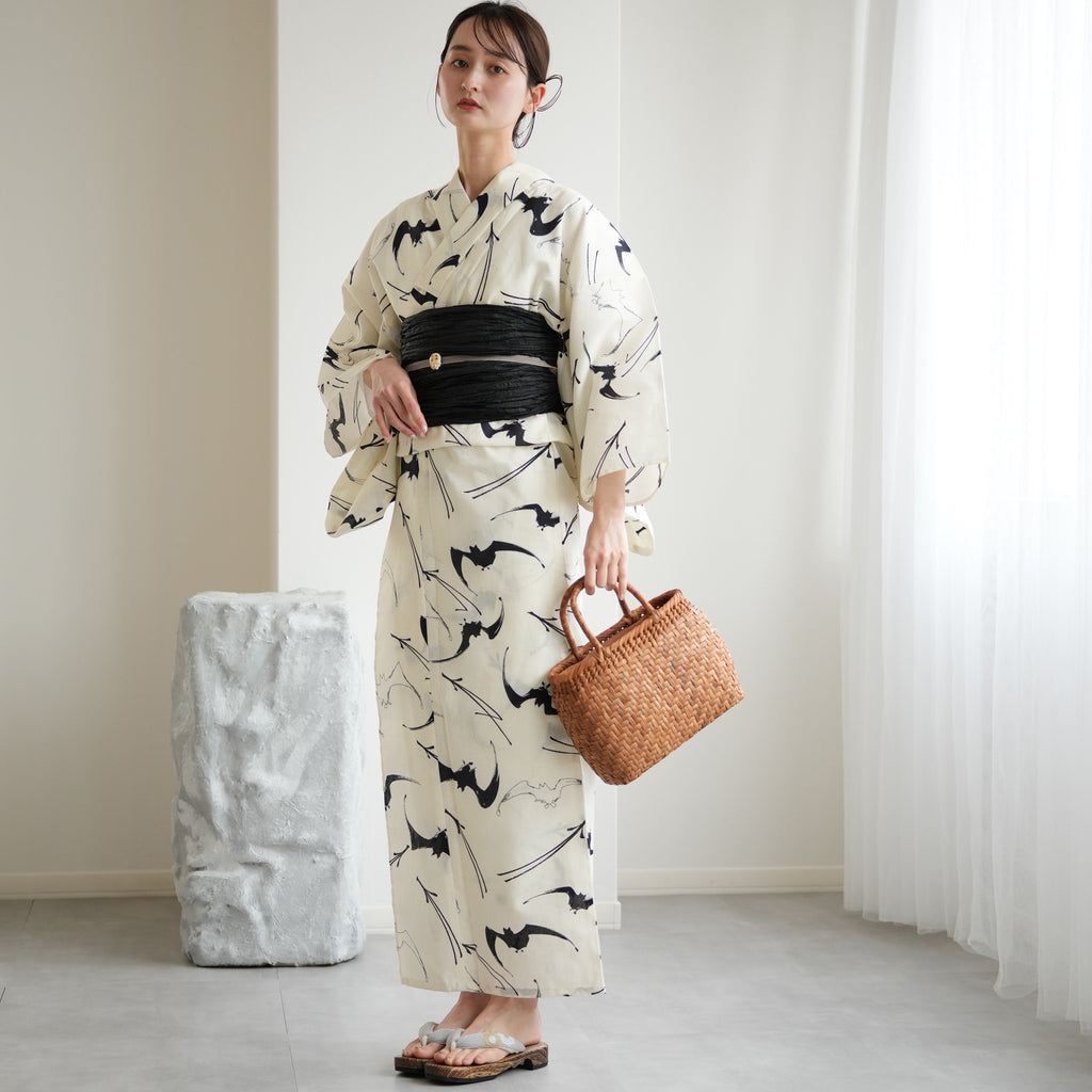 ニコアンティーク 高級変わり織 浴衣3点セット ( ゆかた・帯・下駄