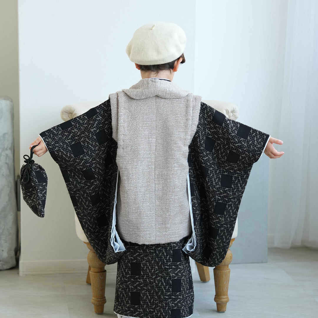 レンタル】七五三 3歳 着物 utatane 男の子 被布セット 子供 kids 三つ