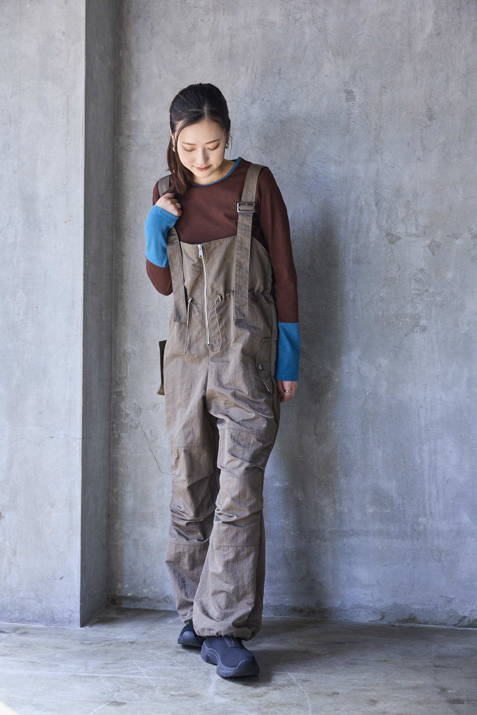 フロントZIPウエストギャザーサロペット - YEVS