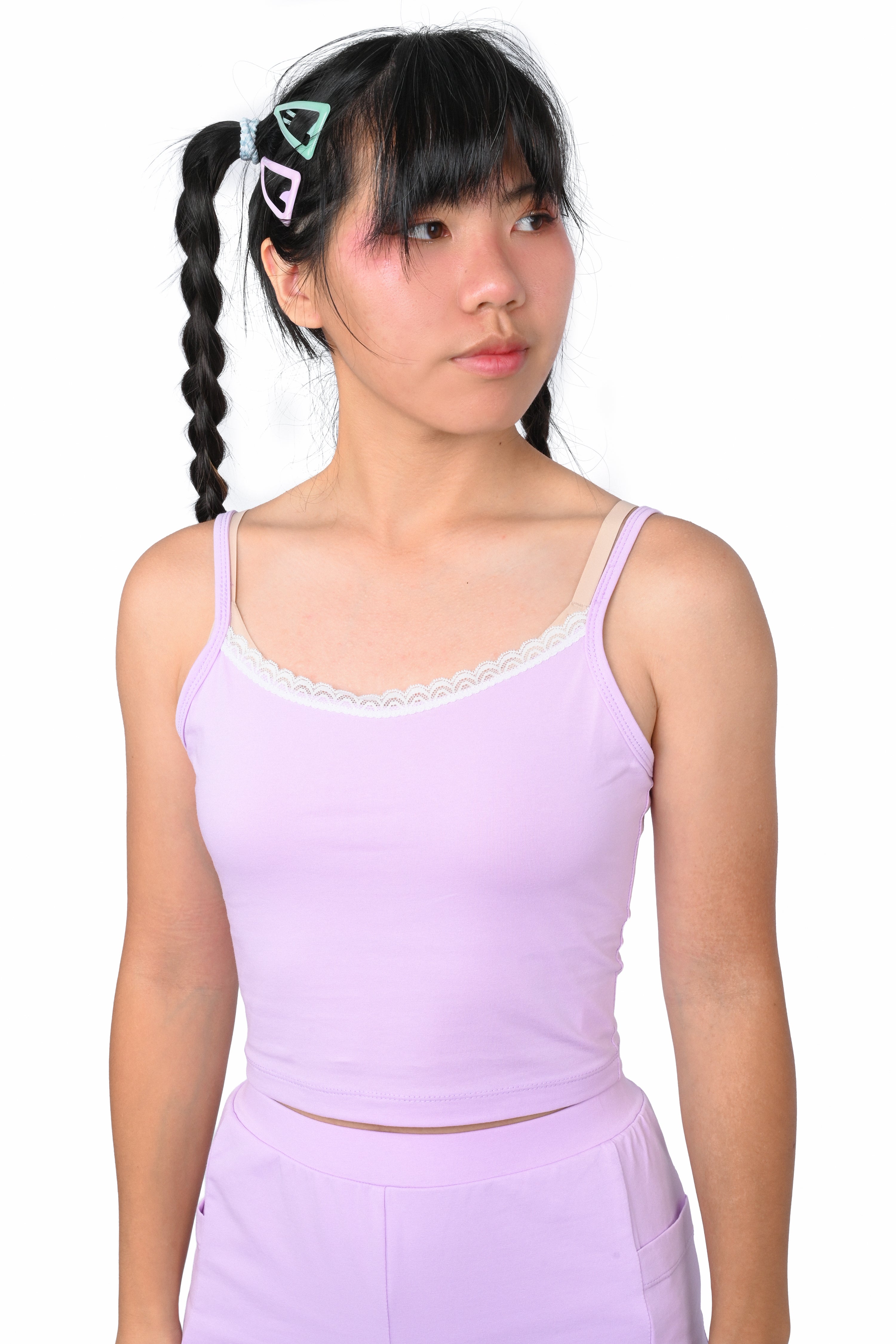 Basics Long Sleeve Mesh Top and Cami Set - Mint/Lavender – My Violet
