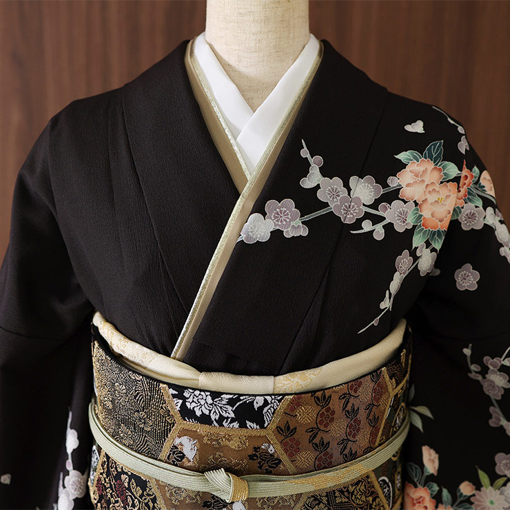 洗える着物 東レ 袷 訪問着 四季草花文様 茶色 茶 日本製 仕立上り