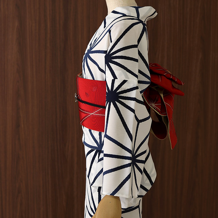 撫松庵 [ 洗える 浴衣 ] 楊柳 麻の葉（オフシロ 107-337-174-03