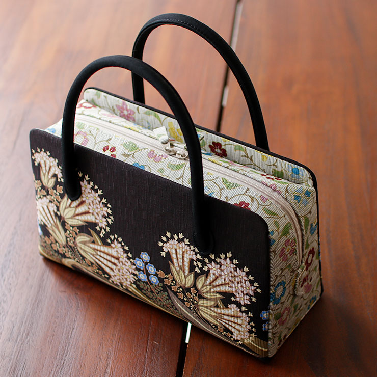 お洒落バッグ] 利休バッグ ボタニカル 焦げ茶 ブラウン ベージュ 日本