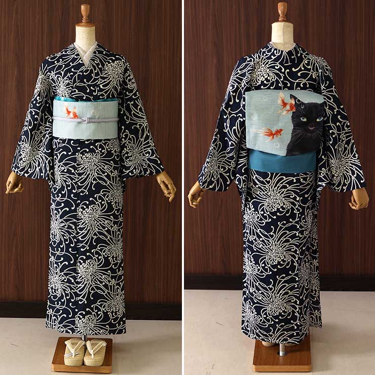 セオα] 浴衣 乱菊 (濃紺) ゆかた セオアルファ CEOα 仕立て上がり