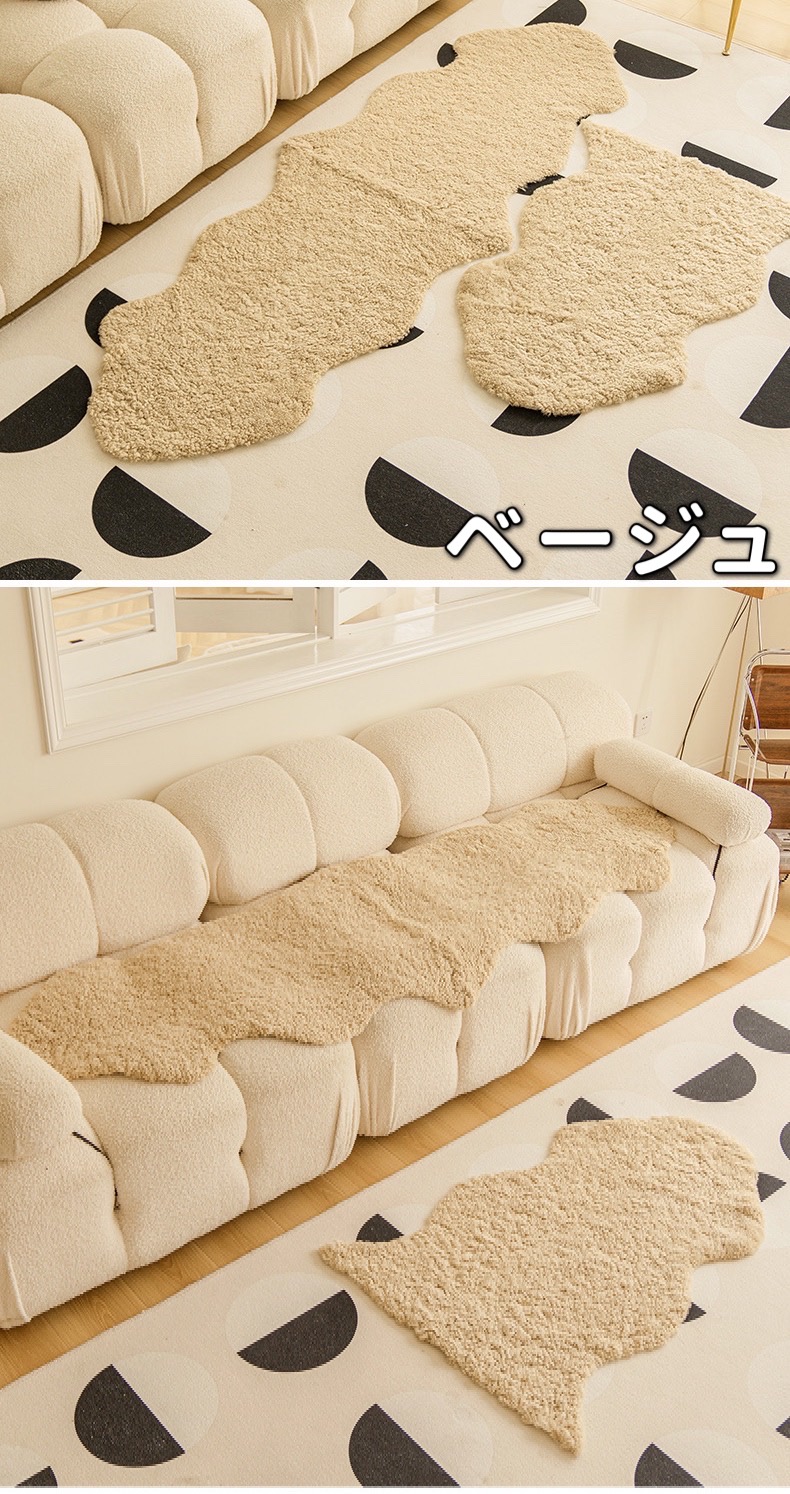 ムートンラグ 短毛 2匹 160 幅65 巻き毛 天然 ムートン 洗える 車