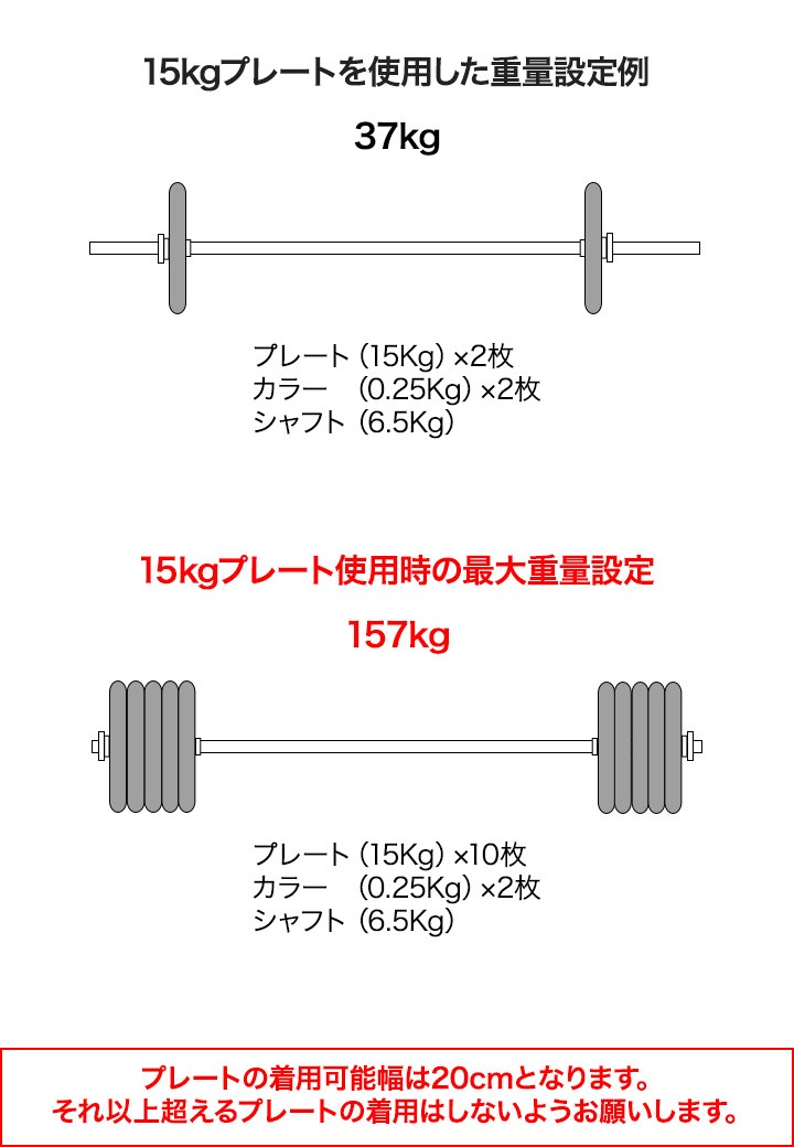 バーベル 用 プレート 穴あき 15kg 2個セット 追加 ダンベルプレート