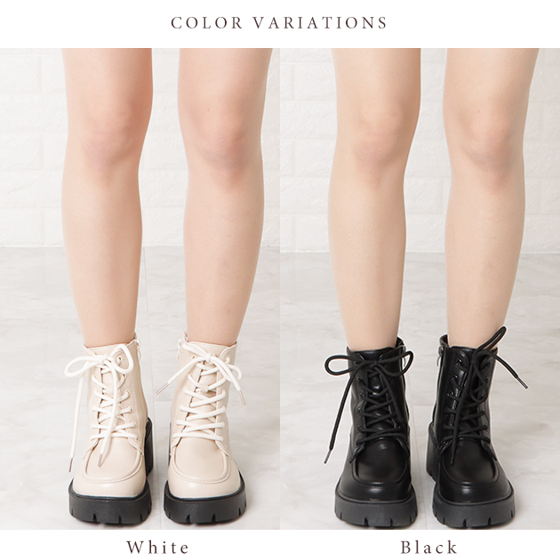 Lace Ladies（レースレディース） 厚底 レースアップブーツ PUレザー