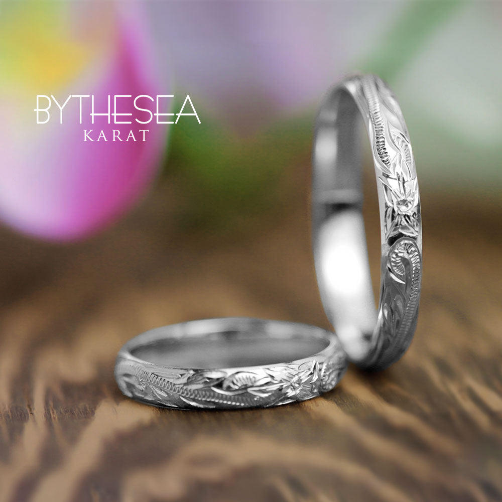 ハワイアンジュエリー リング 指輪 刻印無料 K14ホワイトゴールド 14金