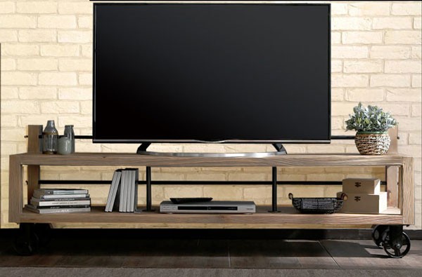 今なら送料無料。ヴィンテージ風のアイアンと古材を使ったキャスター付き