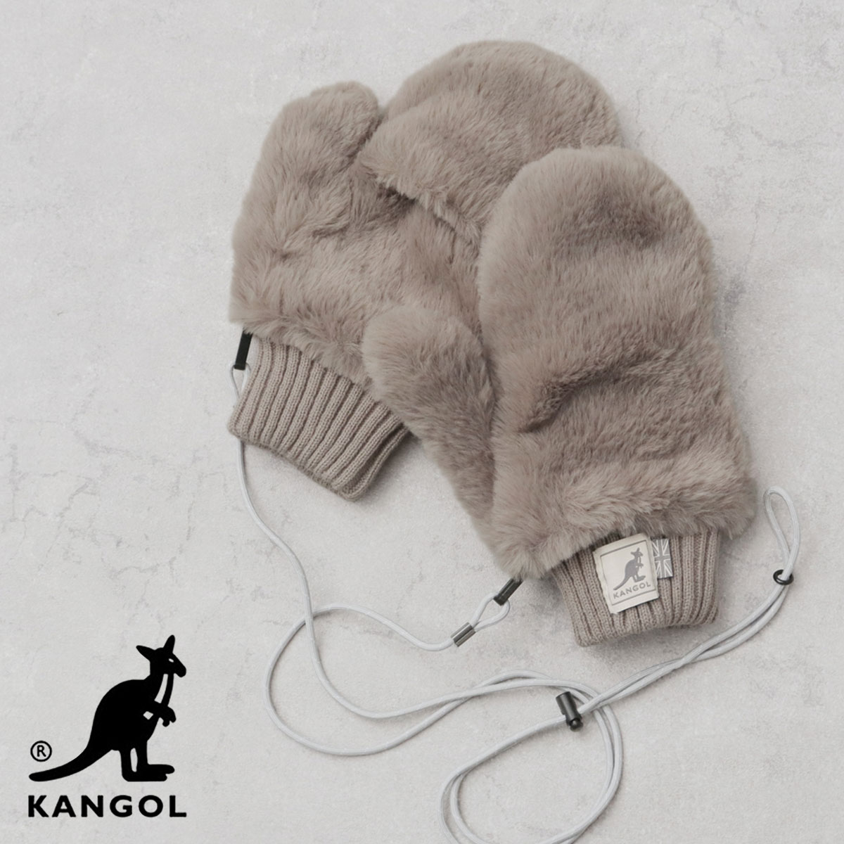 KANGOL（カンゴール） ミトン 手袋 ストラップ付き ファー ミトン