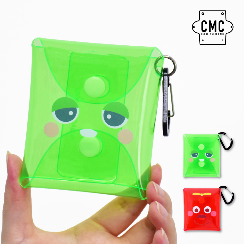 ガチャピン ムック クリアポーチ ミニポーチ カラビナ 小物入れ