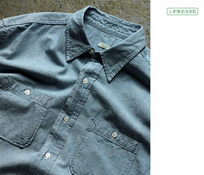 アプレッセ A.PRESSE ウォッシュド シャンブレー シャツ (23SAP-02-01H