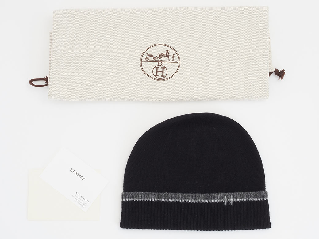HERMES（エルメス） ニットキャップ ジェイコブ ブラック H242060N