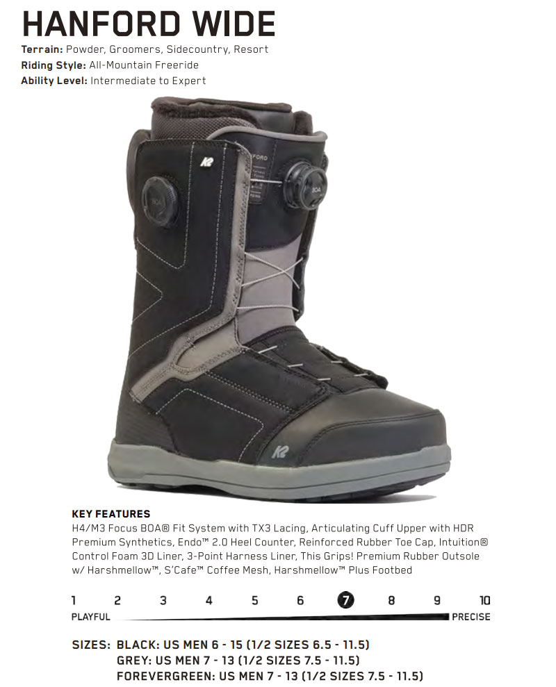 24-25 K2/ケーツー HANFORD WIDE ハンフォード メンズ レディース 熱